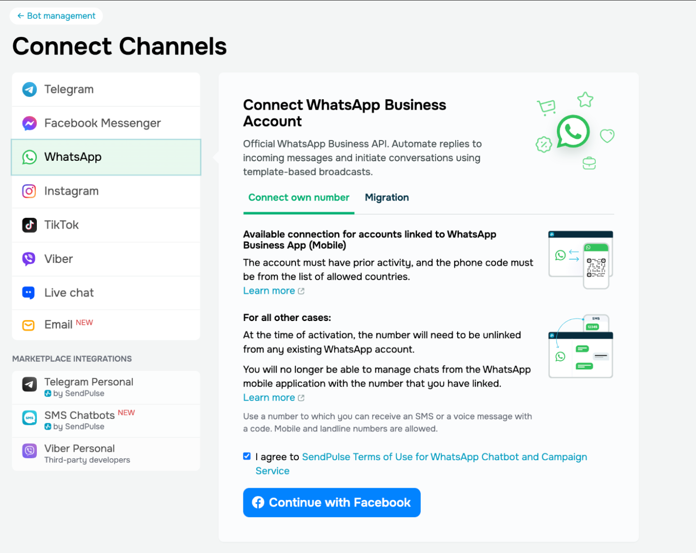 Connecting a new WhatsApp Business account