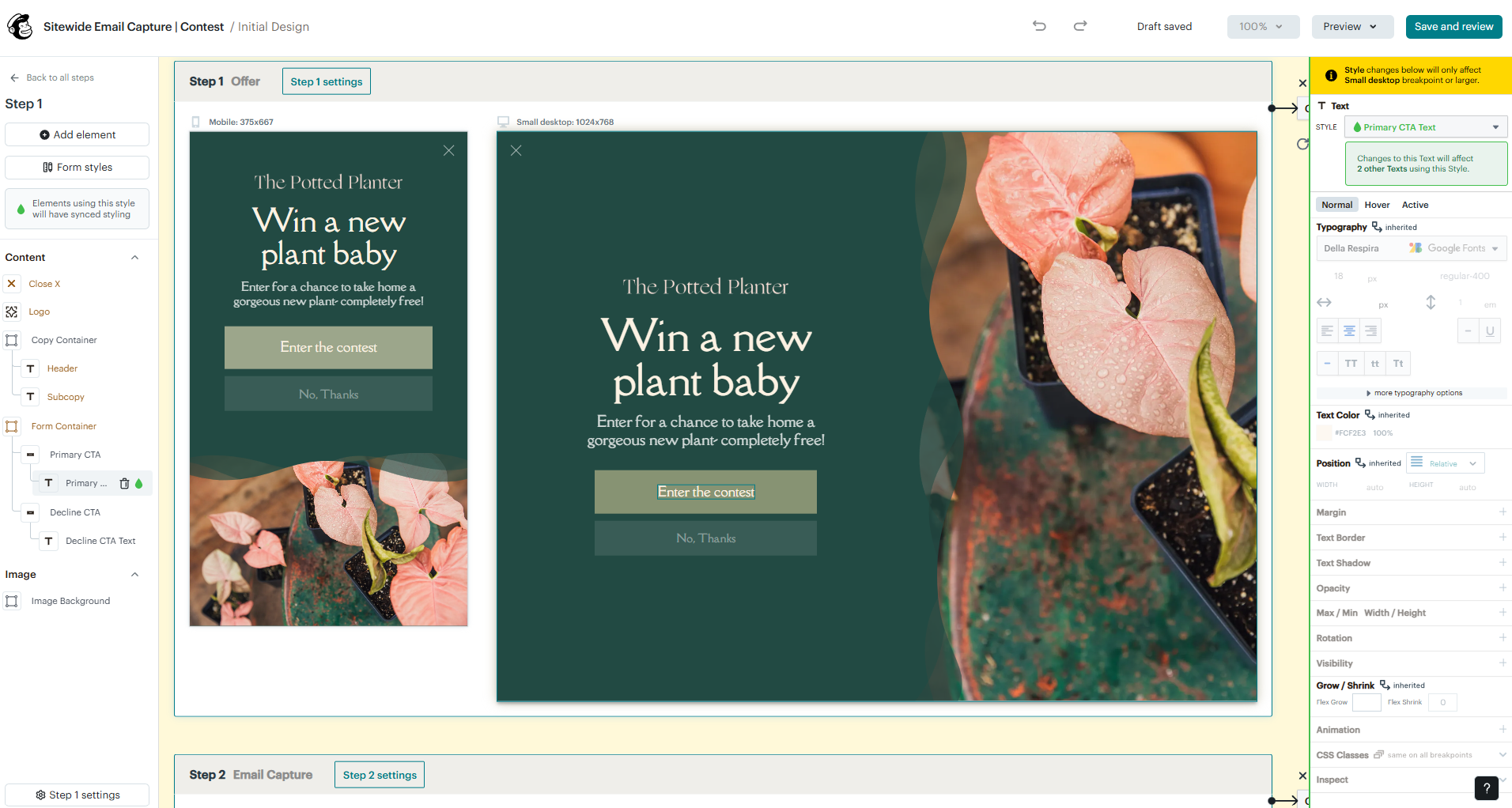 signup form in Mailchimp