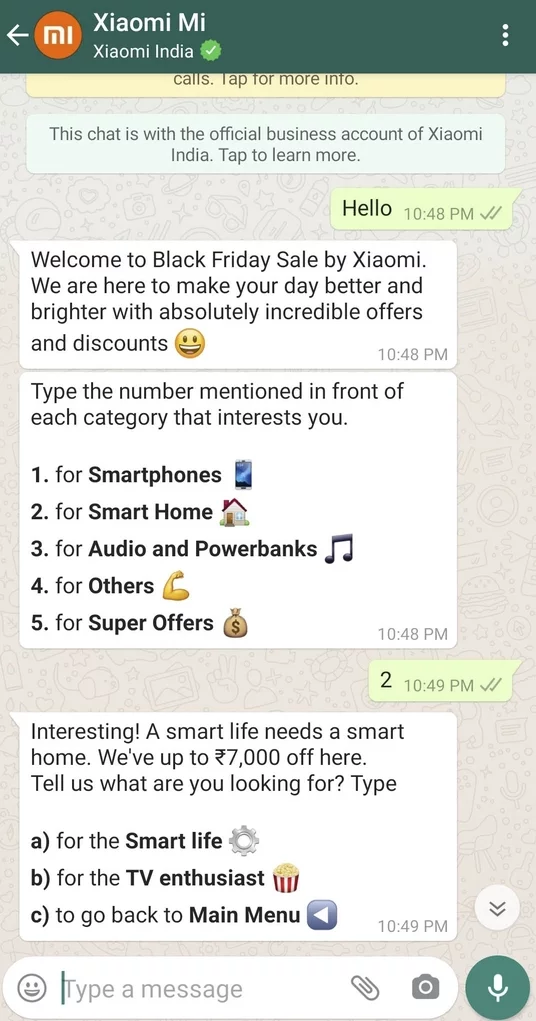 Xiaomi qualifies leads on WhatsApp