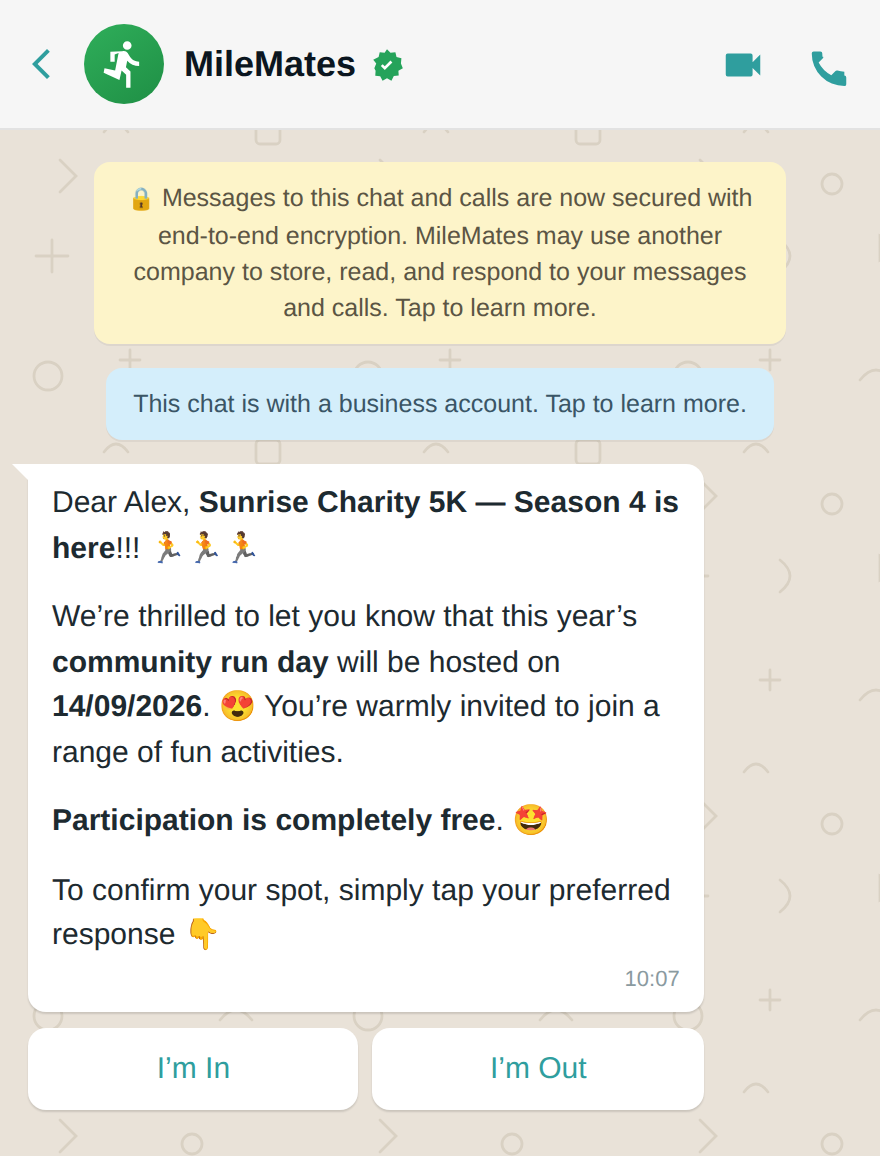 event announcement WhatsApp campaign example