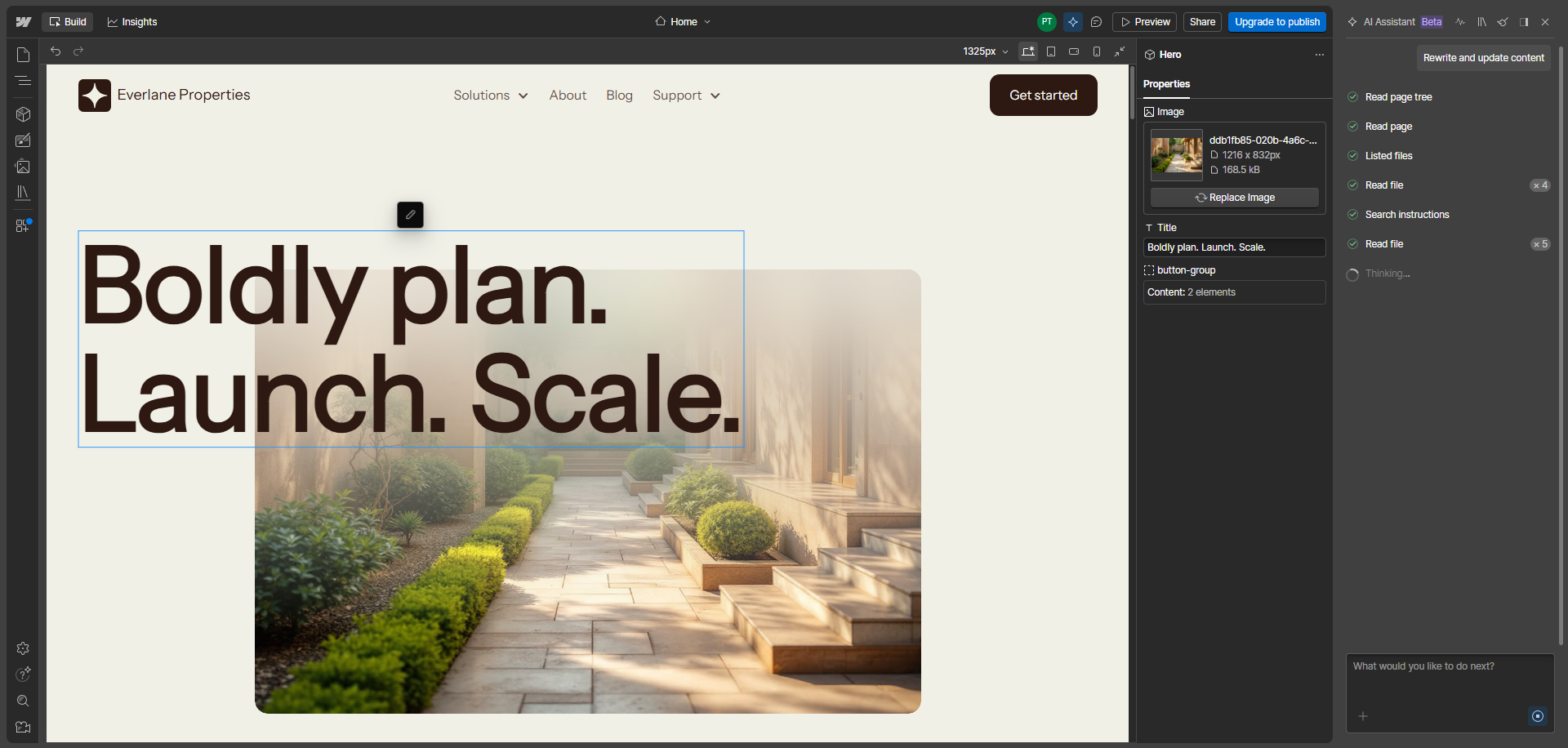 creating site with Webflow AI in our account