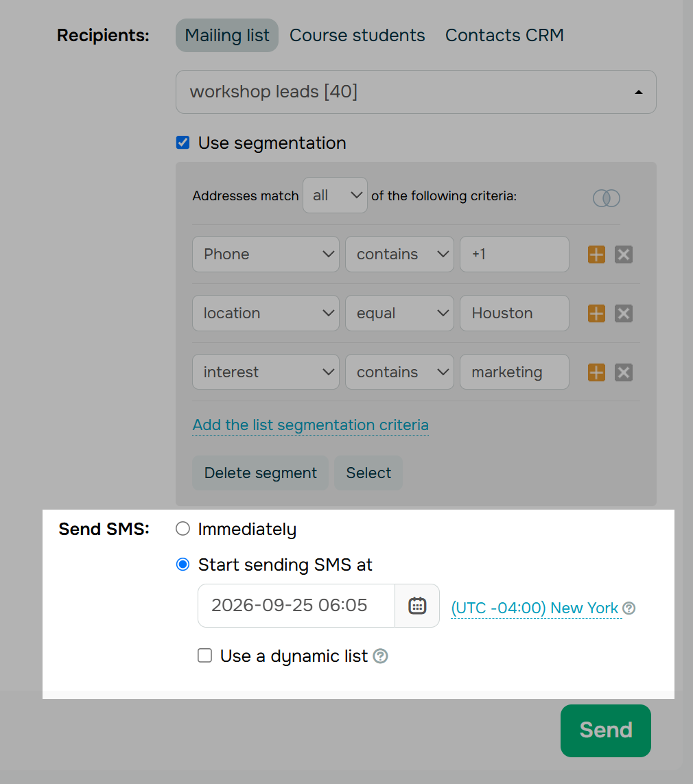 Scheduling an SMS