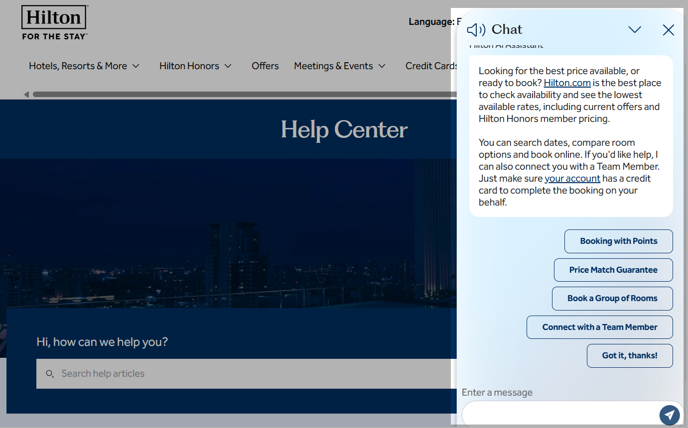 Connect with a Team Member option