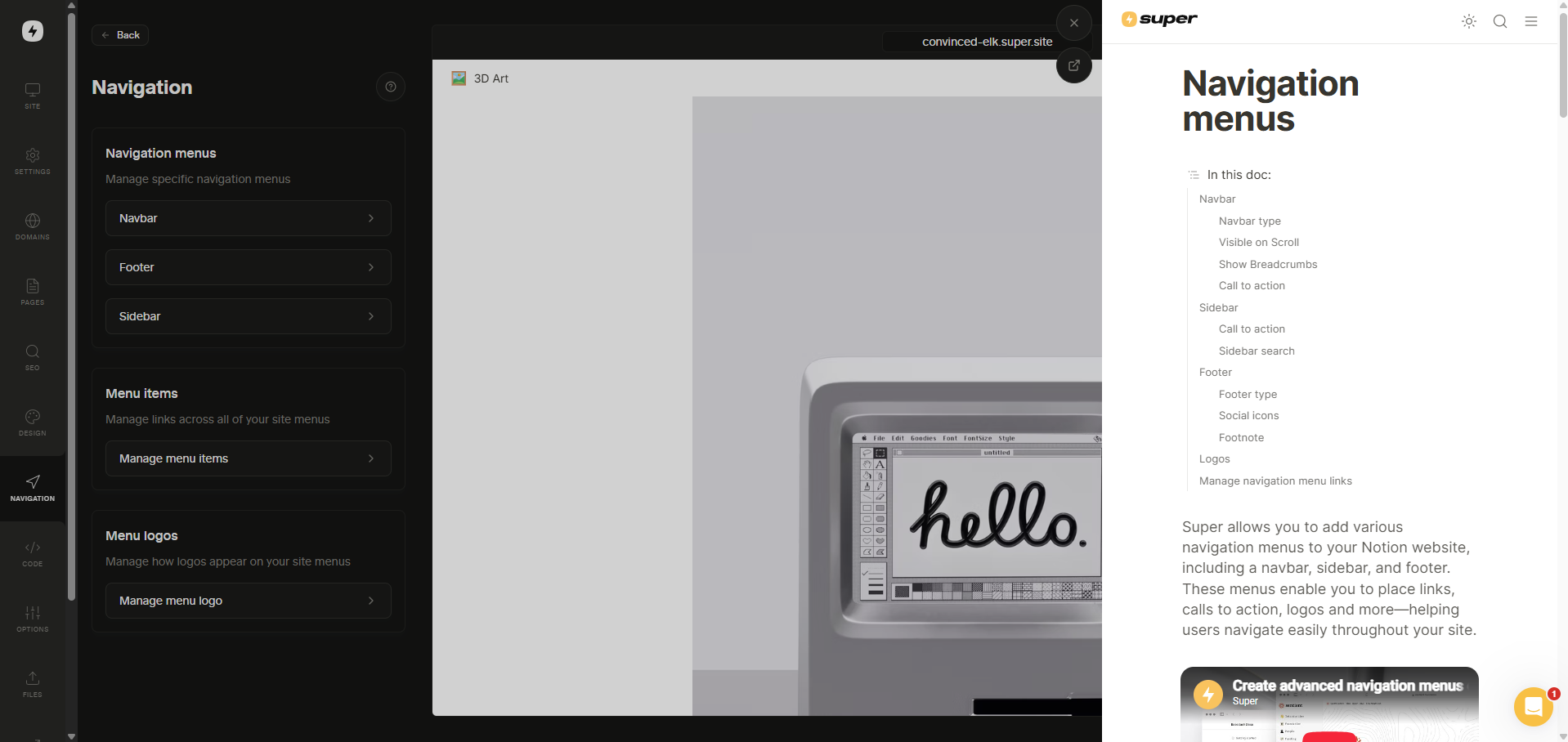 Customizing a website template in Super.so