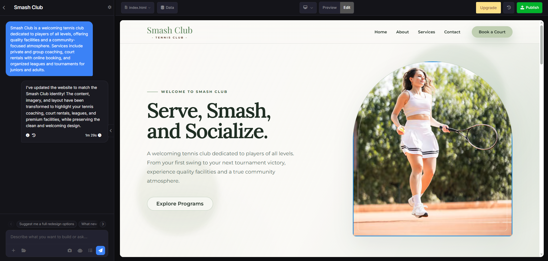 Using AI to create a website in SITE123