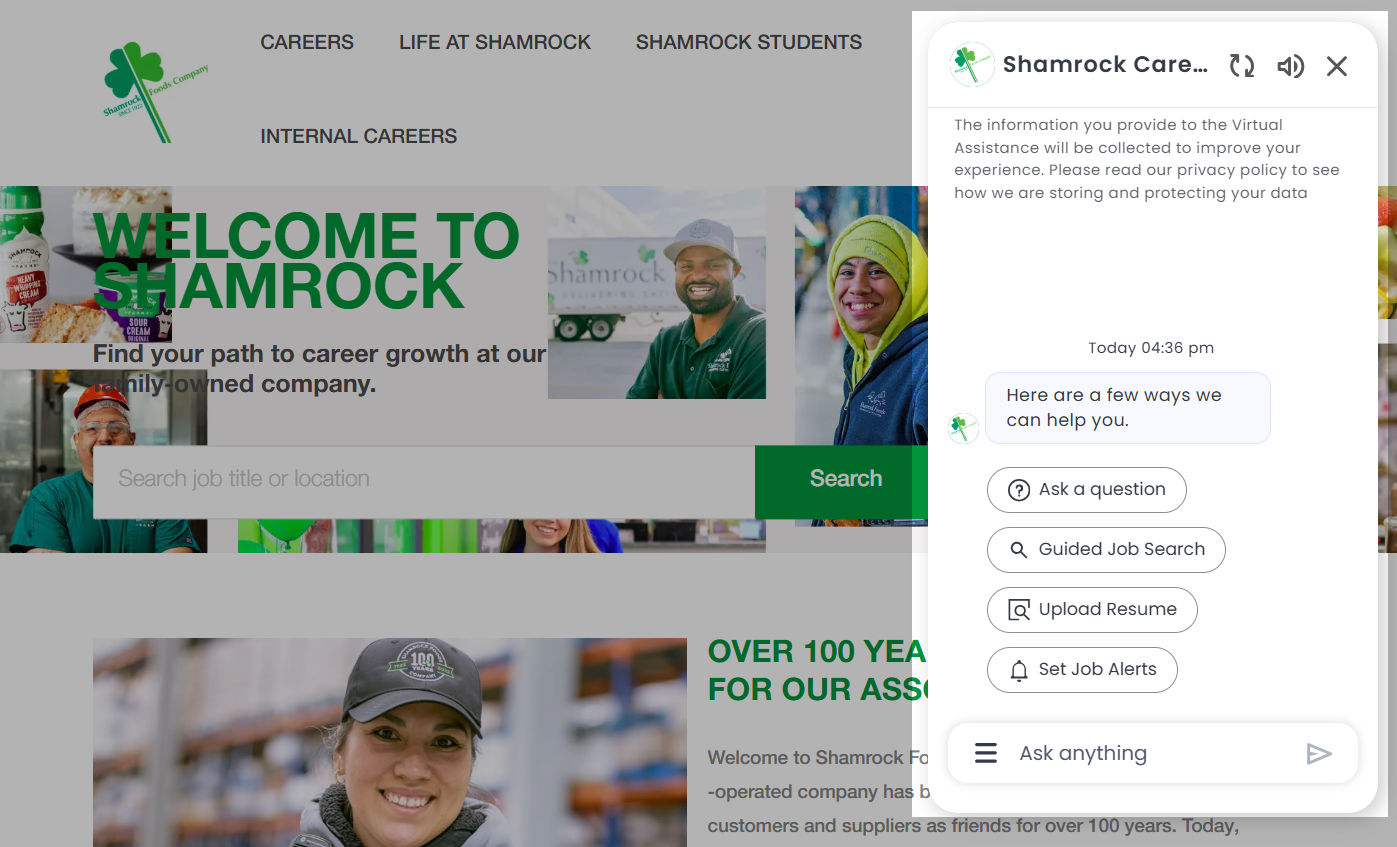 Shamrock Foods helps candidates search roles and get hiring answers 