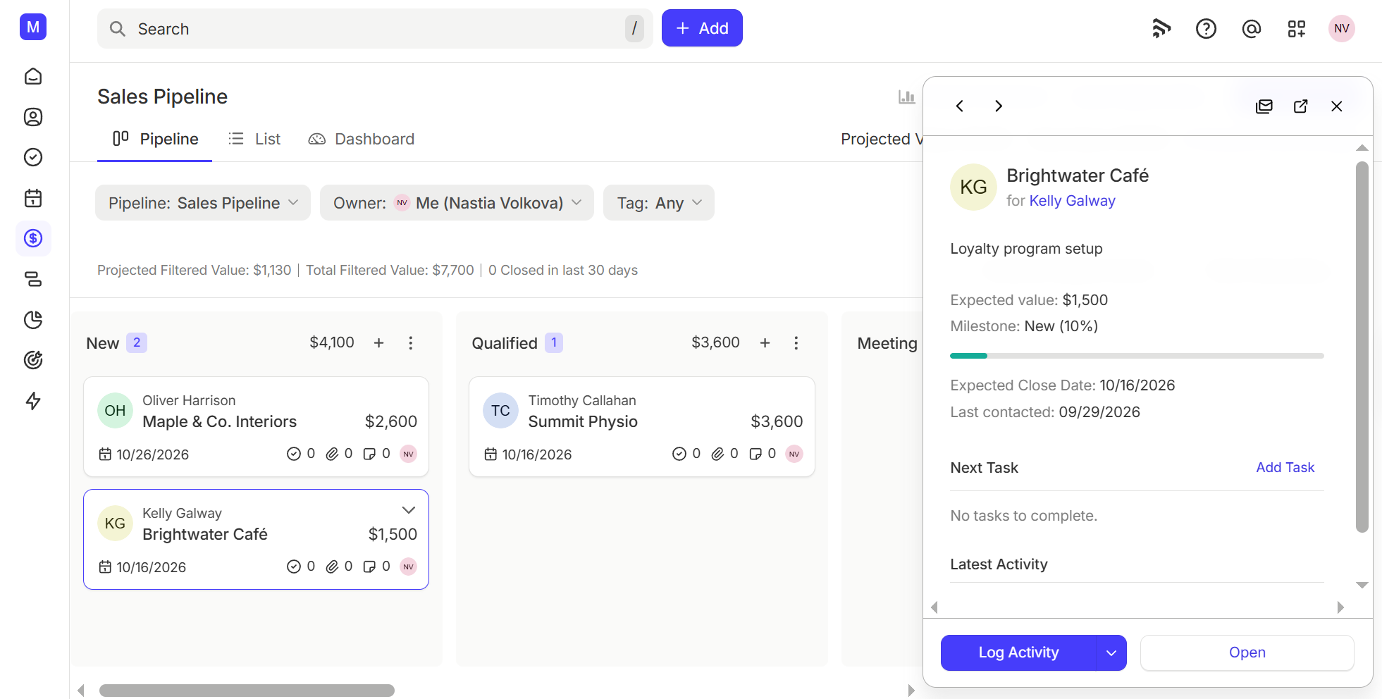 Tracking opportunities across milestones in Capsule