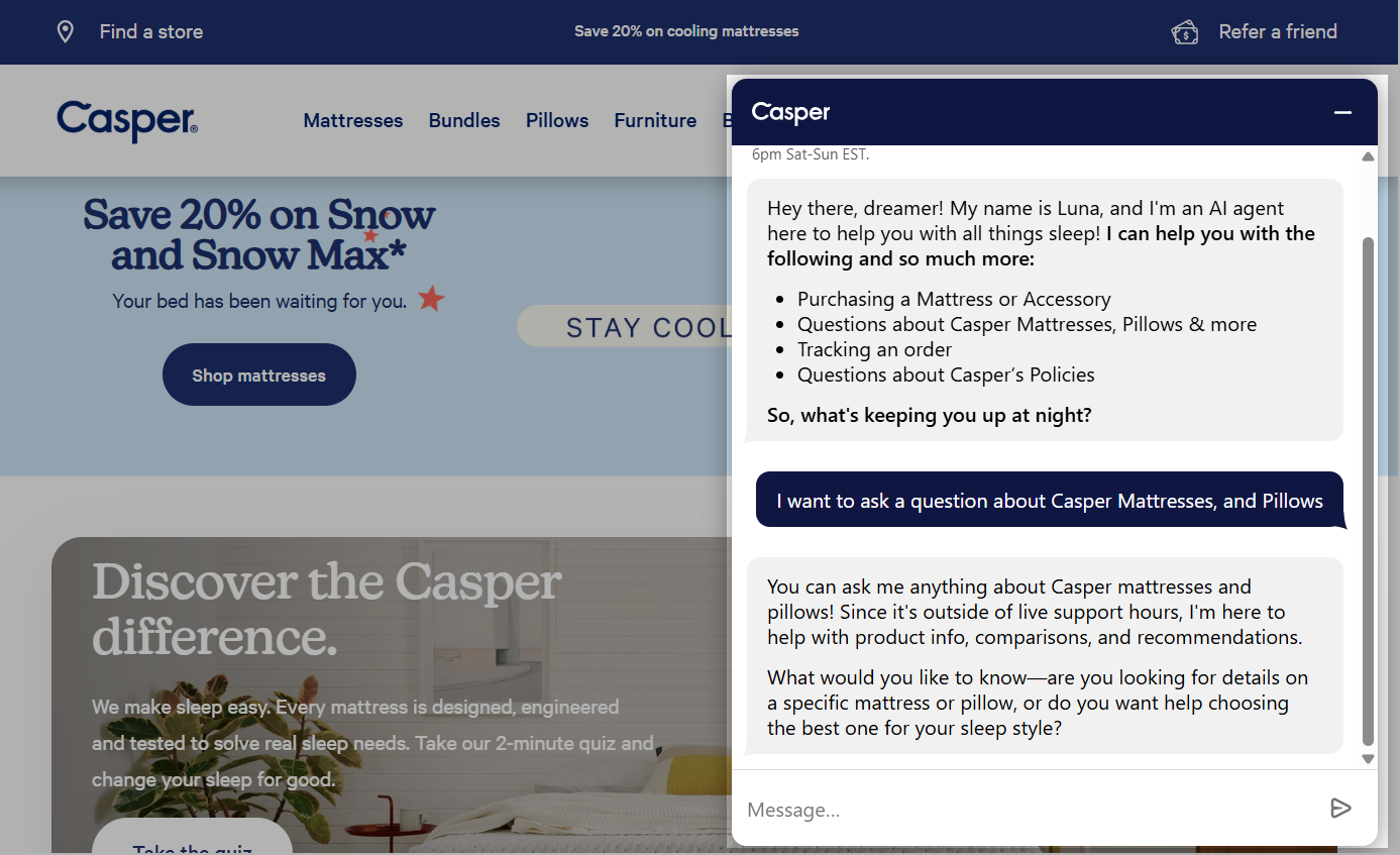 Luna offers tailored product guidance