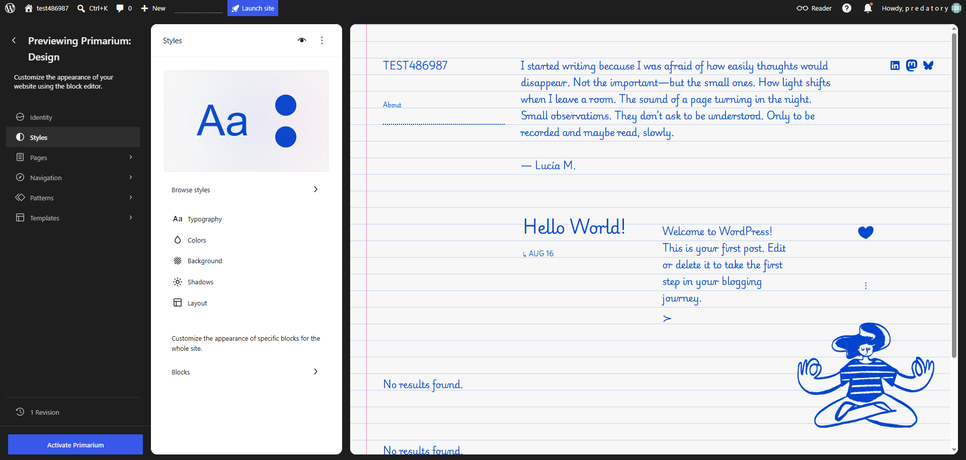 theme in WordPress.com editor 