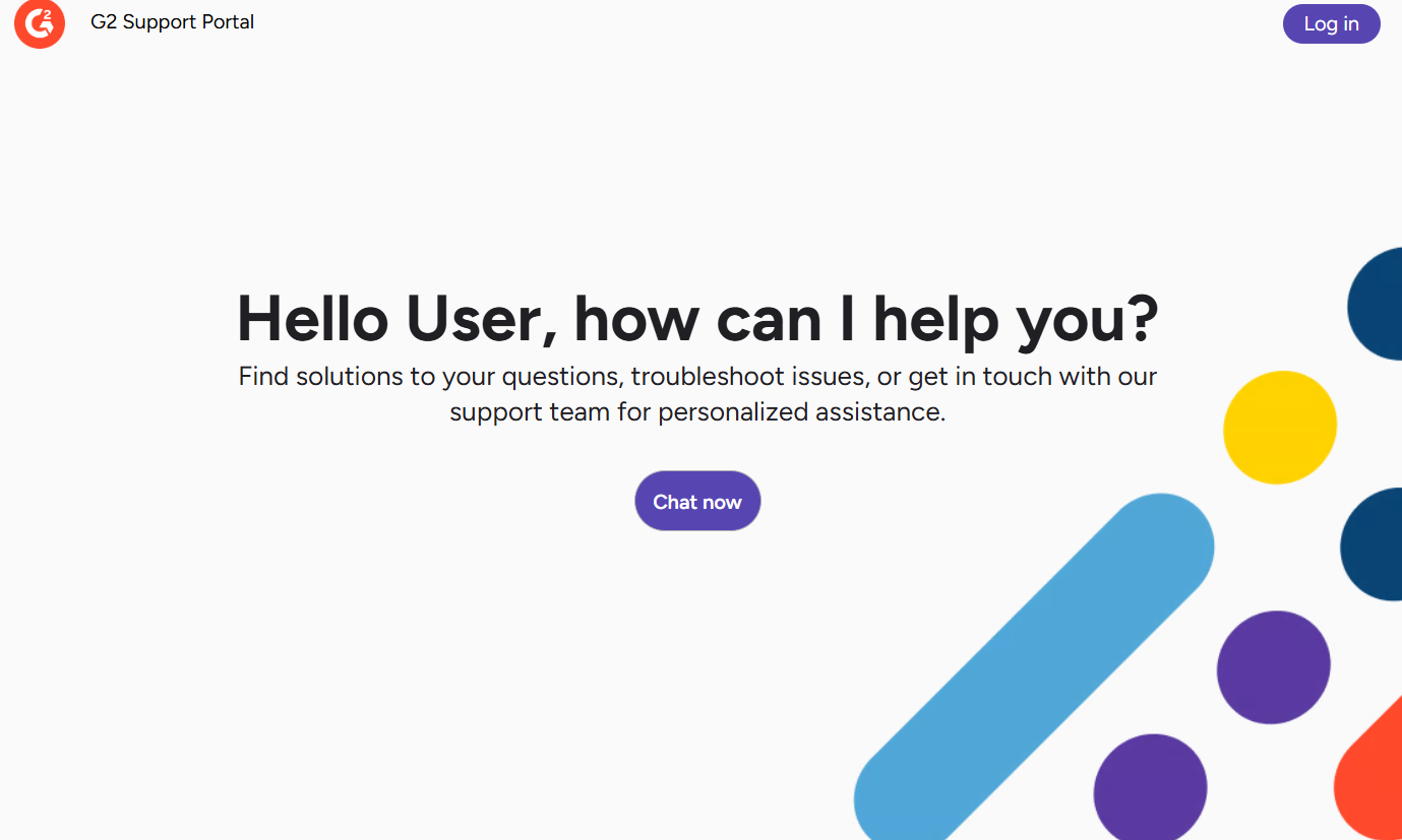 G2 greets users with common support topics