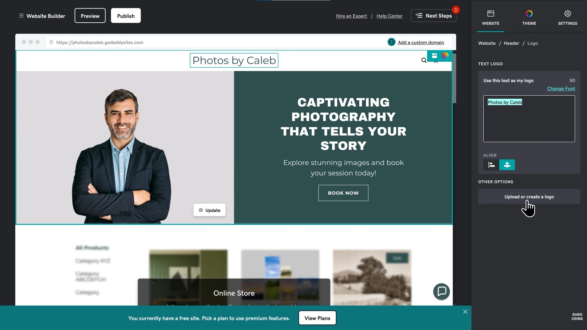 site in GoDaddy Website Builder