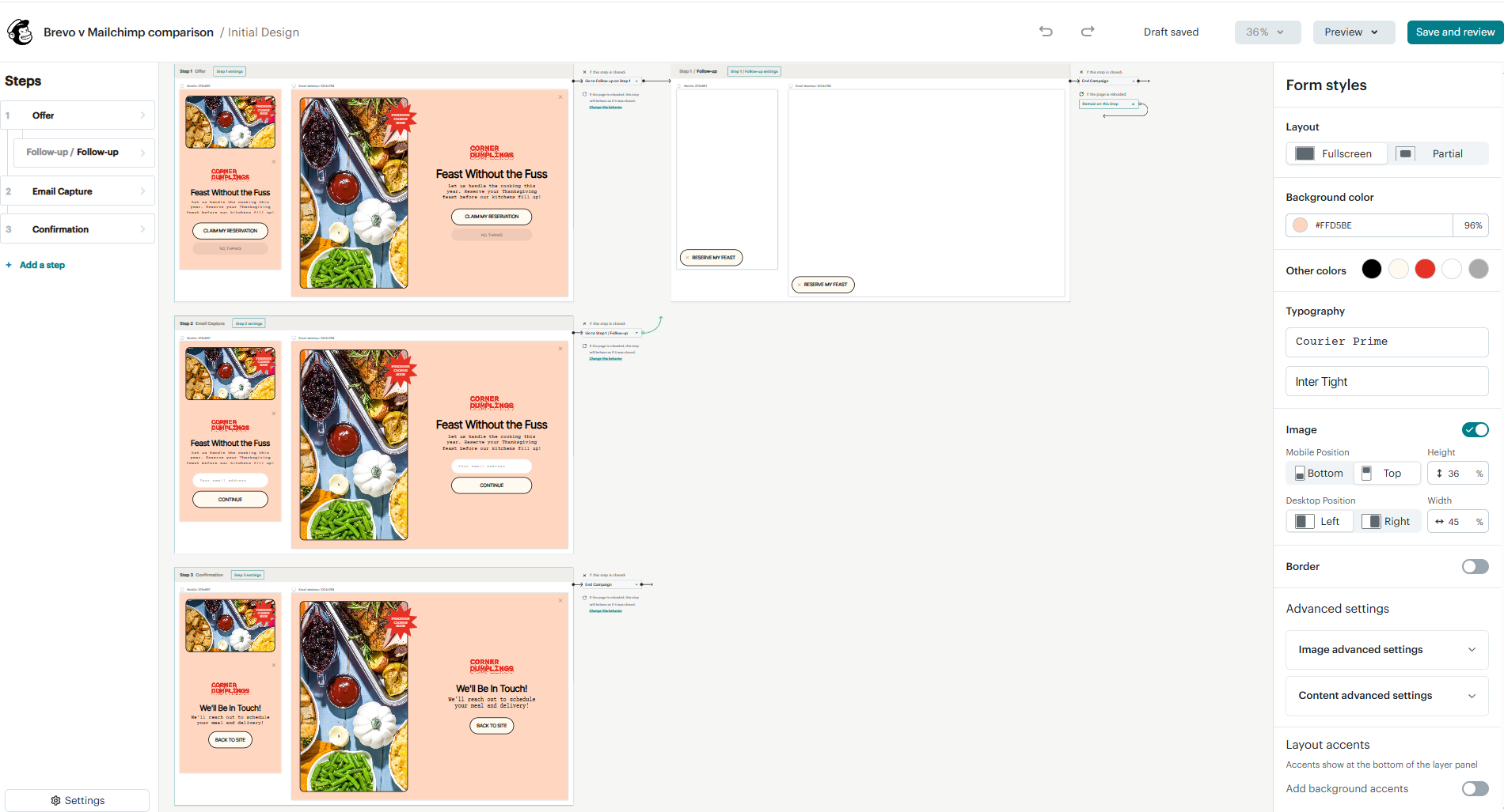 form creation in Mailchimp