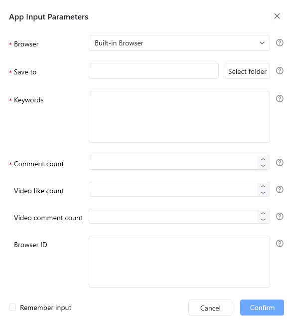 Interfaz de la configuración de comentarios automatizados de TikTok en Octoparse AI