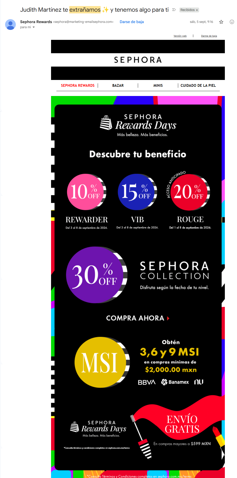 Camapaña de reactivación de Sephora muestra todos los beneficios de realizar una compra