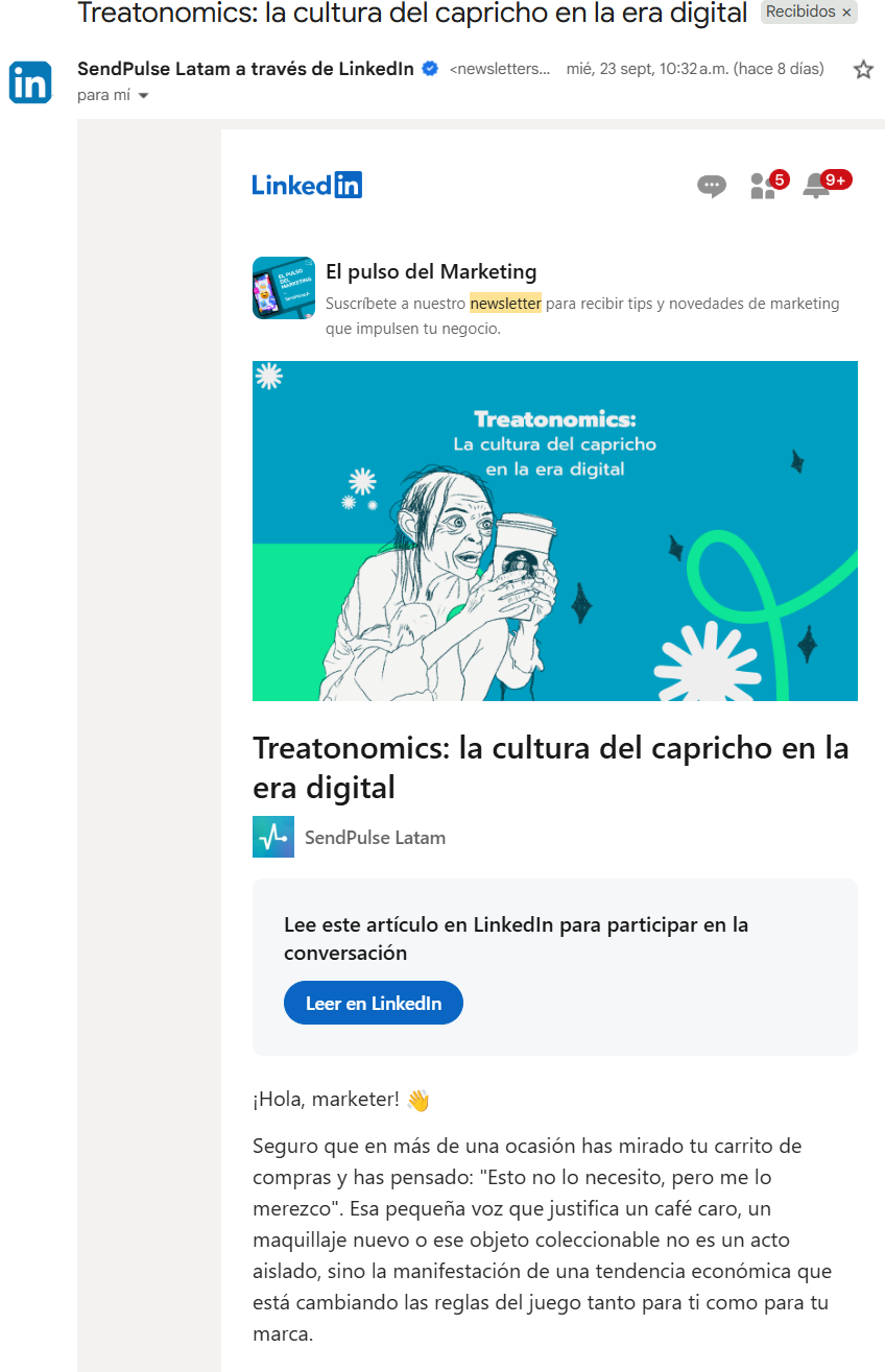 Newsletter de SendPulse comparte contenido educativo de interes para los suscriptores