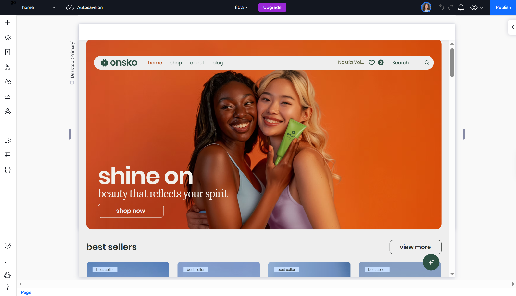 Designing an online store homepage in Wix Studio