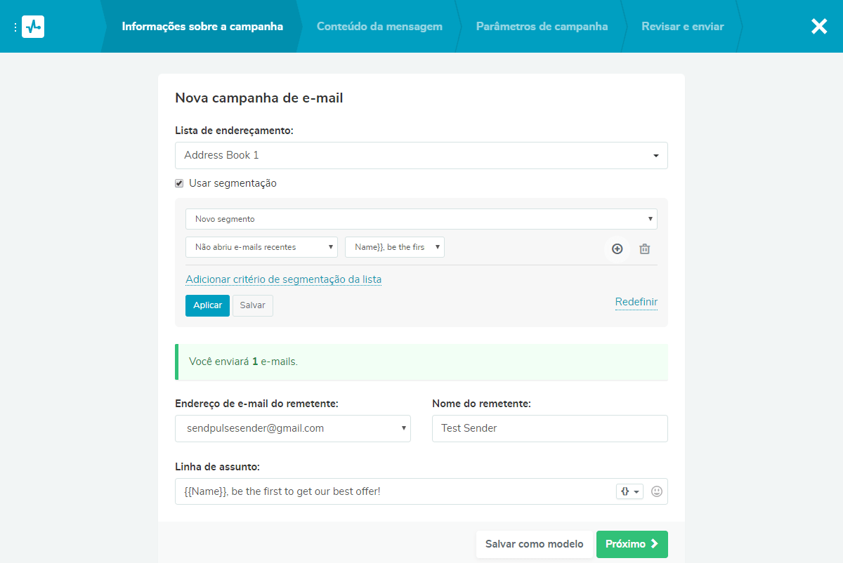 Informações sobre a campanha