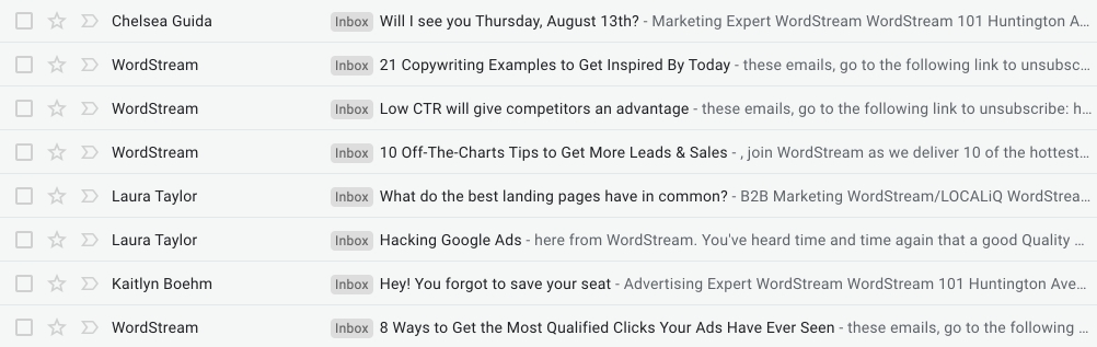Wordstream subject lines