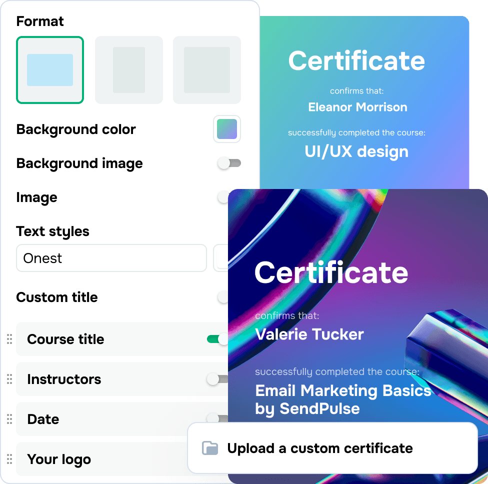 Award certificates to keep students motivated