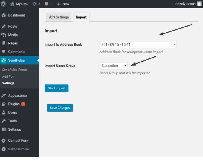 E-postaları WordPress'ten SendPulse'e aktarın