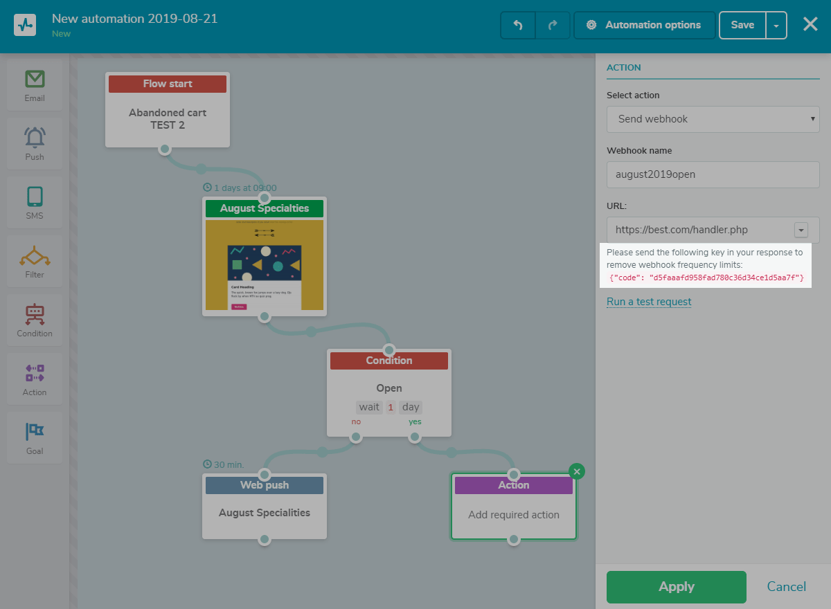 The key for removing webhook frequency limits