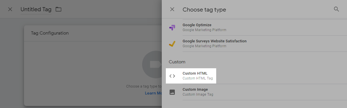 Selecting a tag type