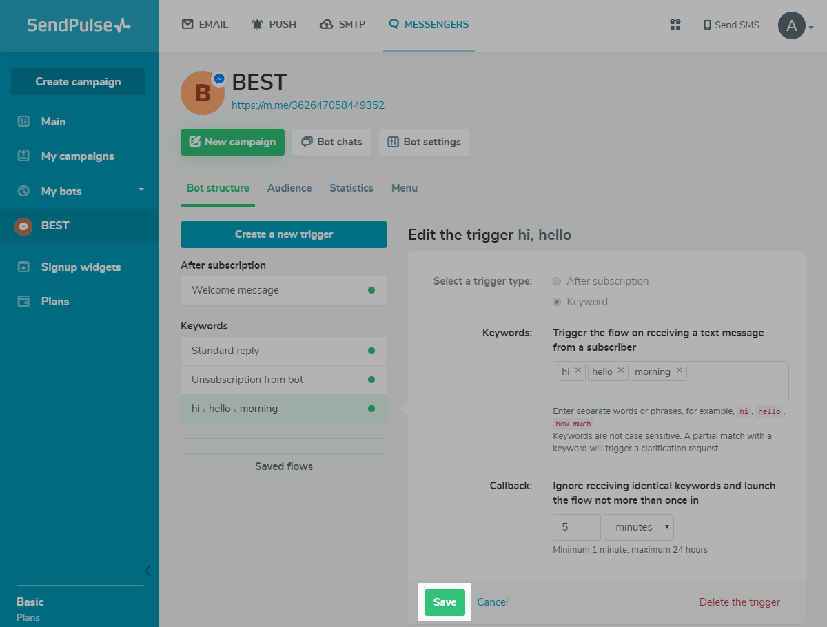 Saving changes in a trigger