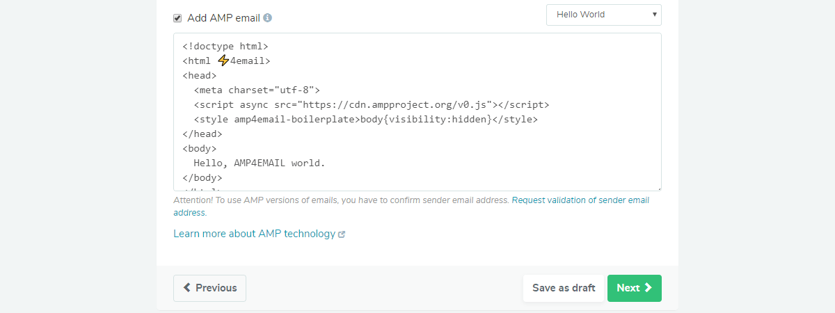 The input field for AMP email code