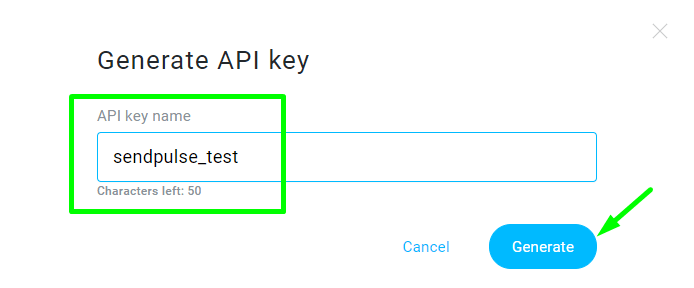gere uma chave de API