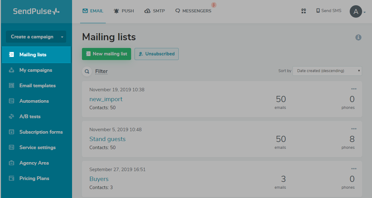 Mailing lists