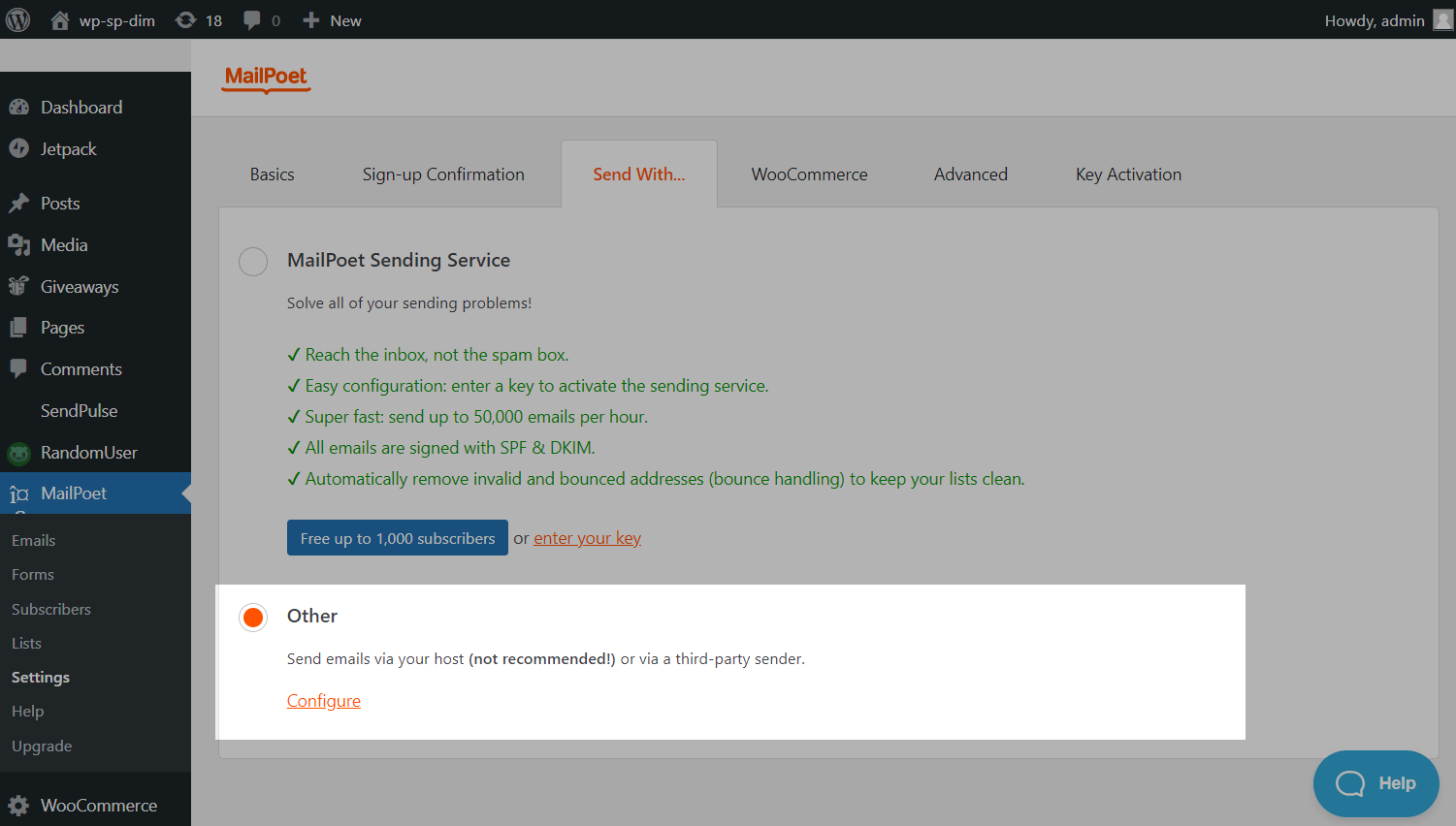 send mail using smtp server