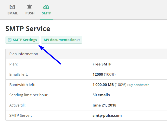 Go to SMTP settings