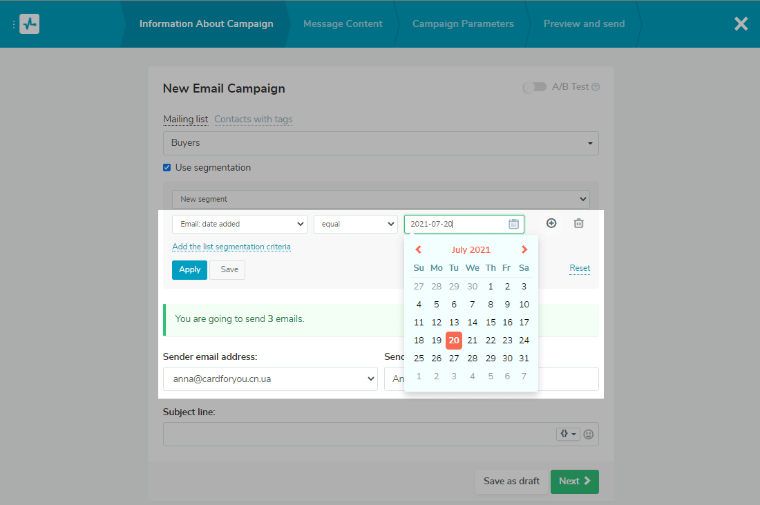 Segmentation by a subscription date