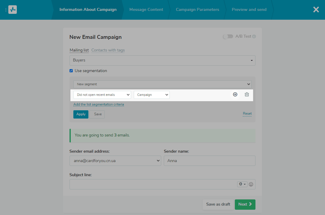 Segmentation by subscriber actions