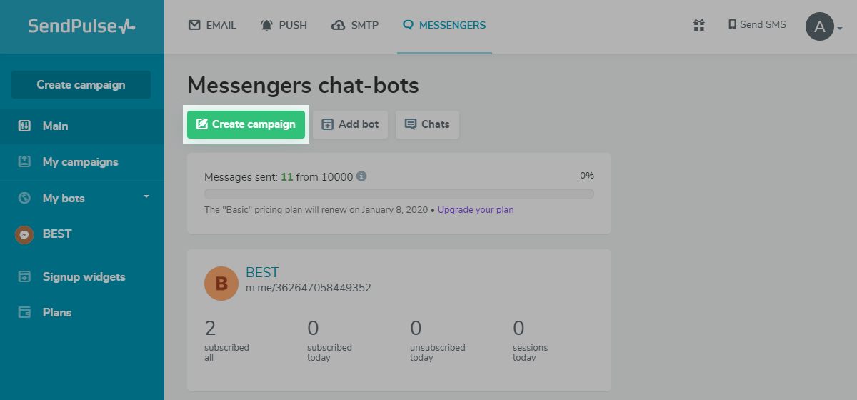 Create a chatbot campaign