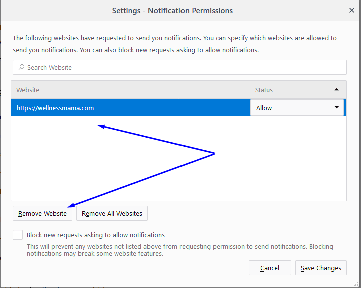 Web sitesini kaldırın