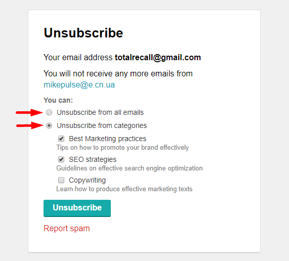 subscriber clicks the unsubscribe link