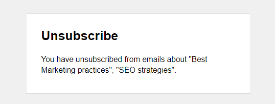 unsubscribe confirmation message