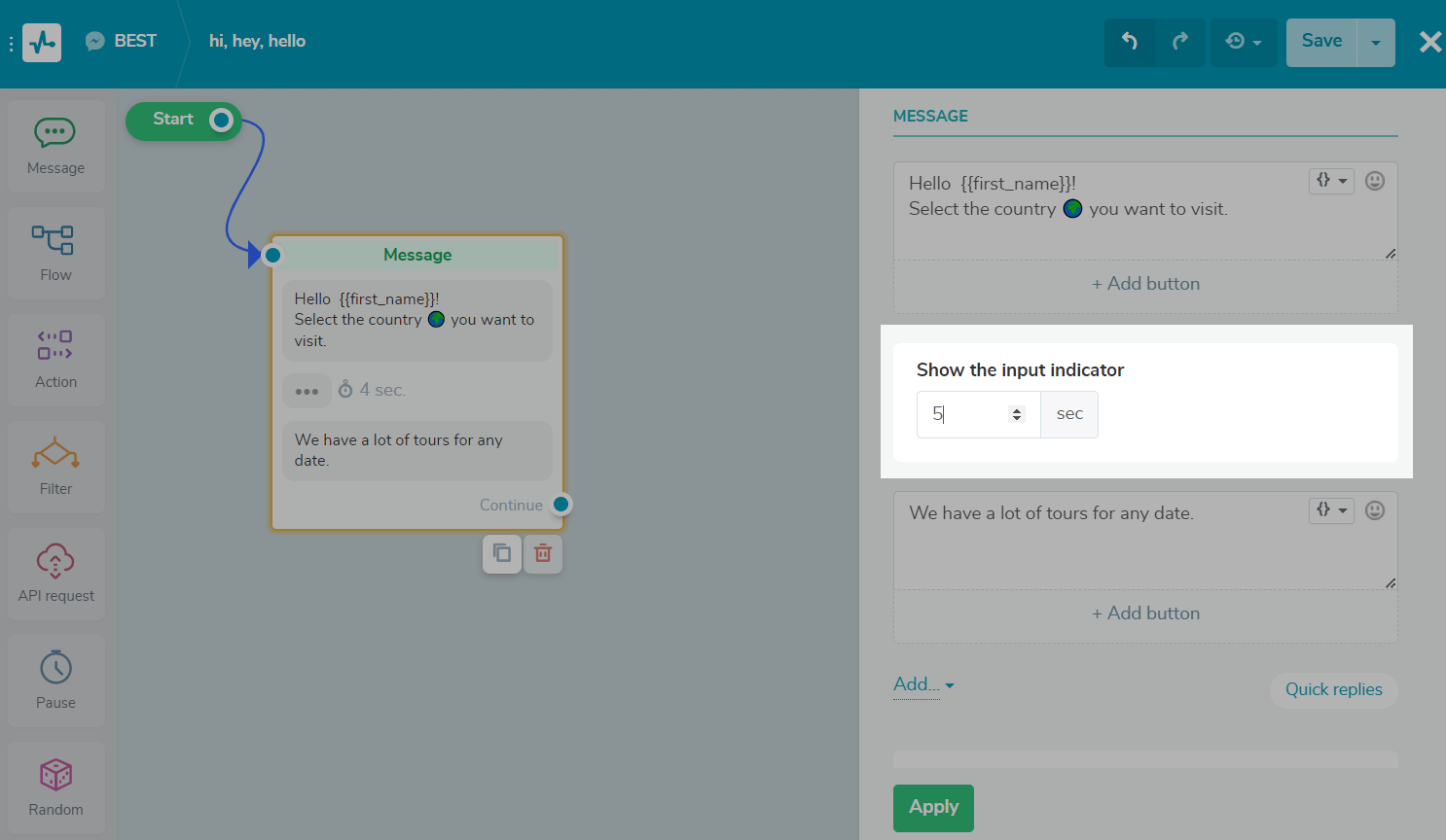 Input indicator details