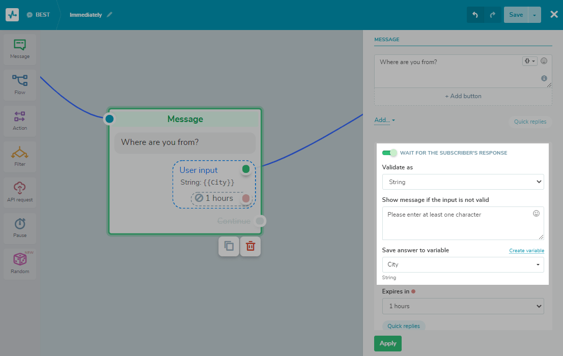 Input indicator details