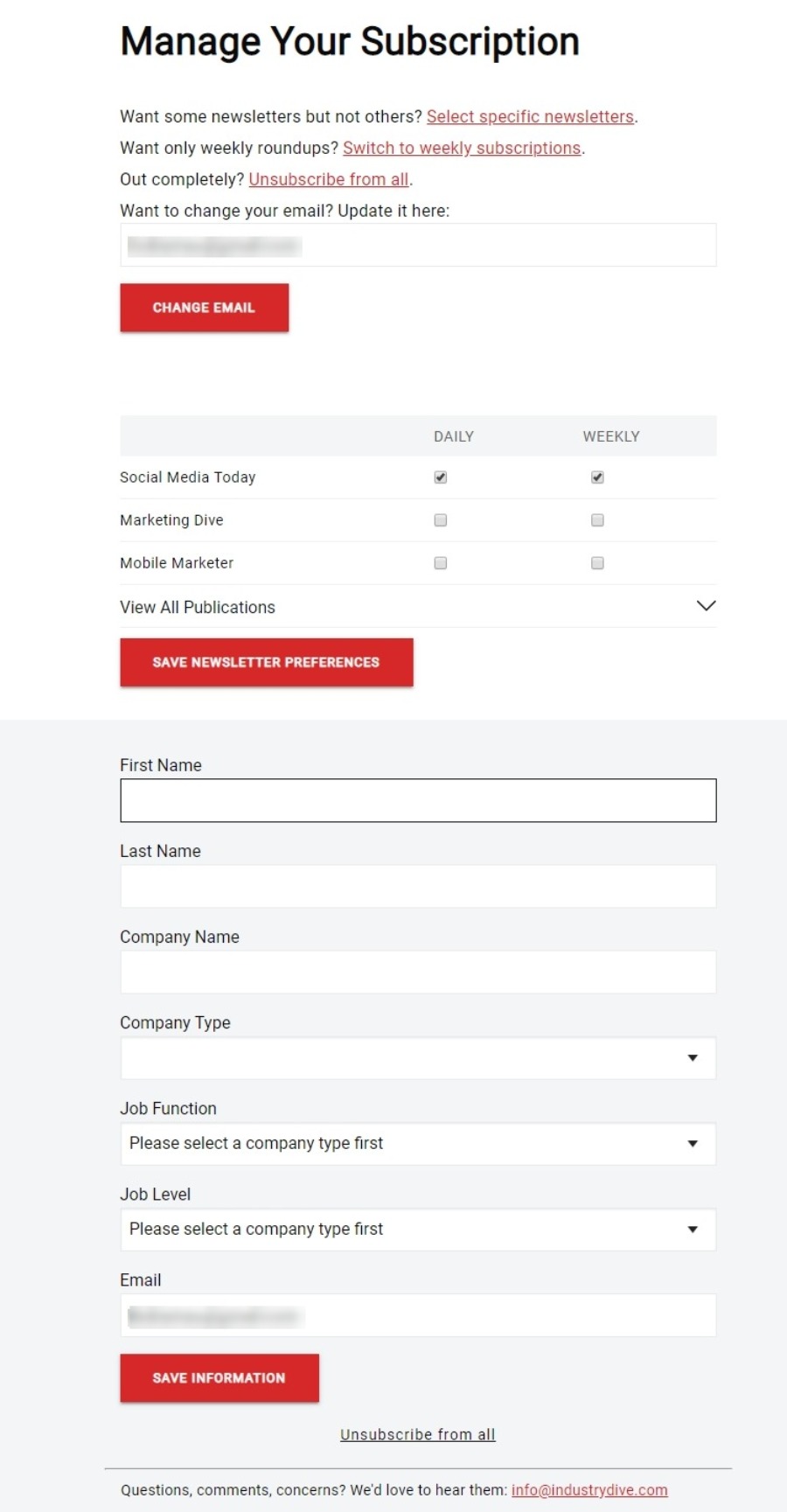Preference management center