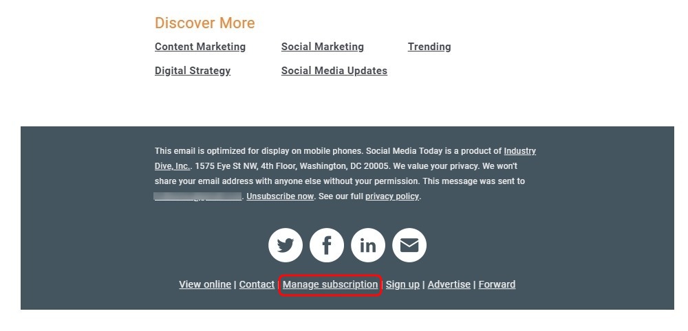 Link to the preference management center