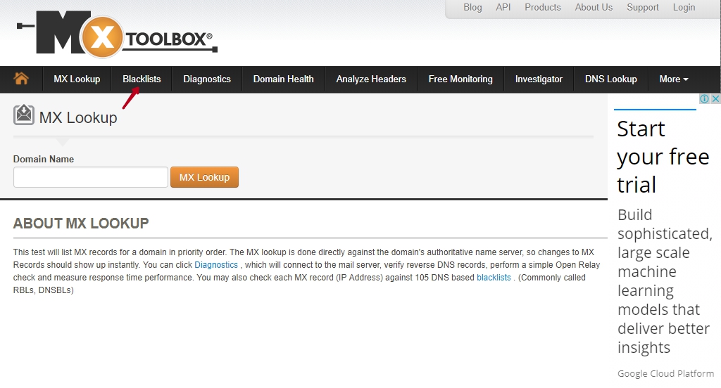 Go to Blacklists tab