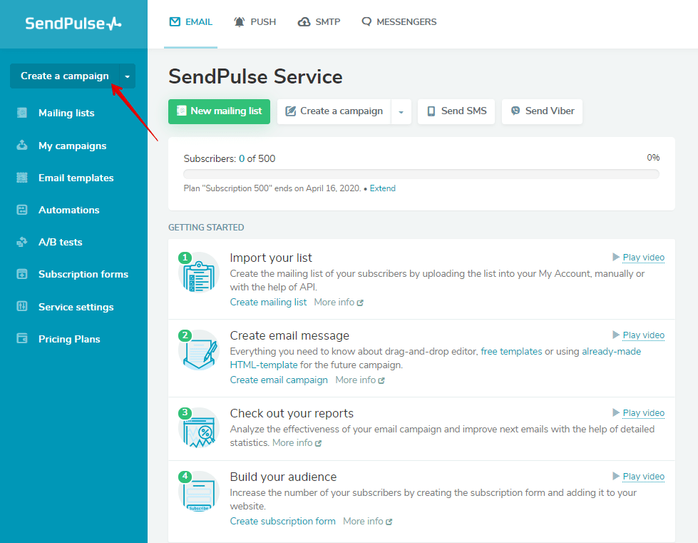 Go to the email builder