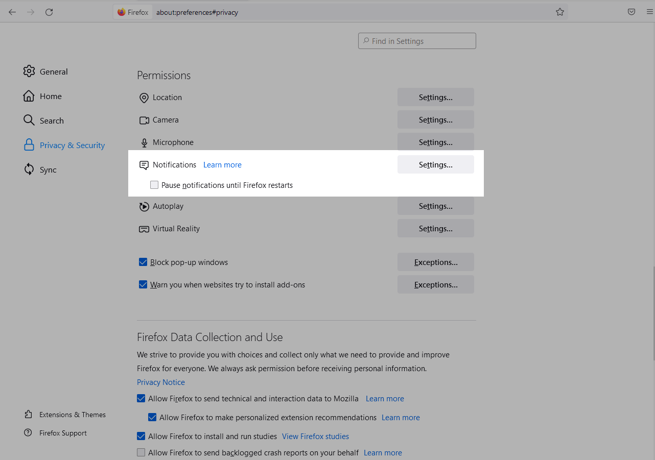 Web Push notifications in Firefox