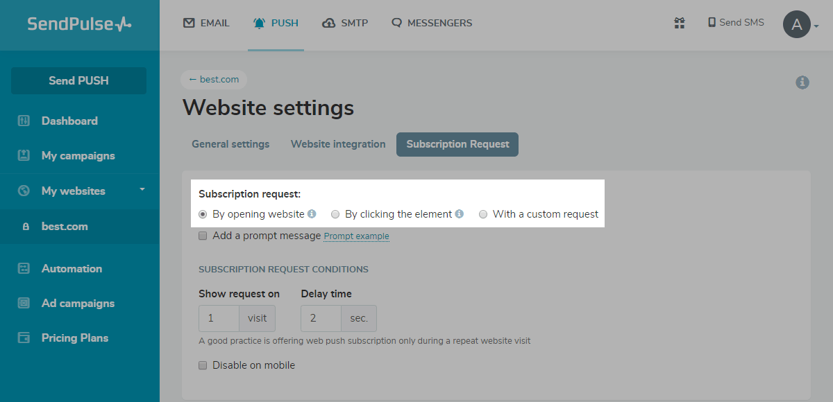 window subscription to request SendPulse customize How | to SendPulse subscription | request customize How window