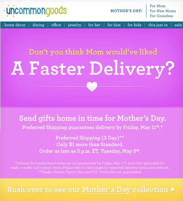 Bulk email from UncommonGoods