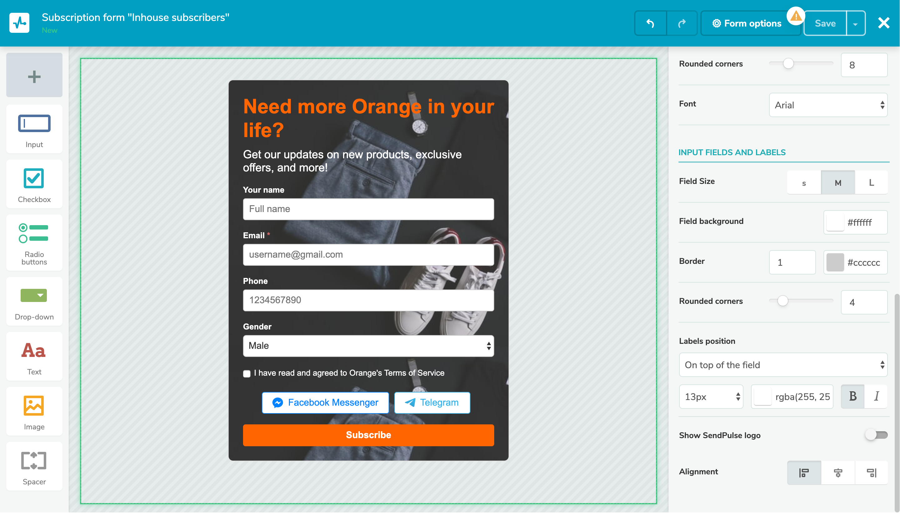 Creating a subscription form