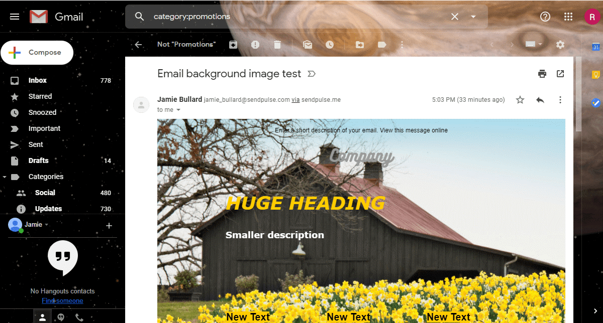 Test email background image