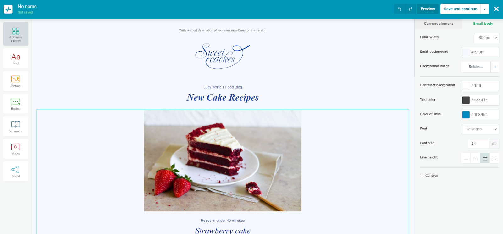 Creating an email copy
